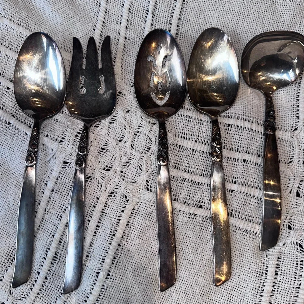 Vintage 1950s Silver Plated South Seas Community Serving Utensils Mixed Lot